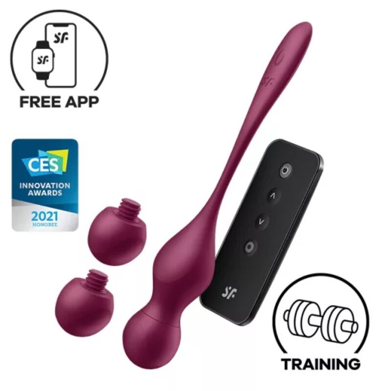 SATISFYER – LOVE BIRDS VARY VIBRATING BALLS FREE APP WINE RED
