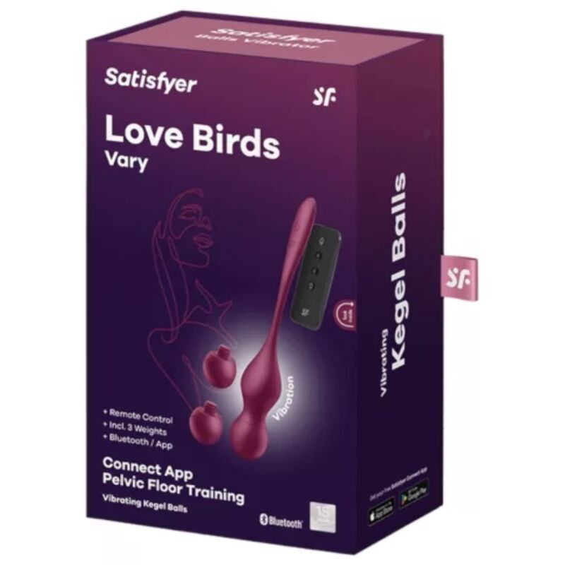 SATISFYER – LOVE BIRDS VARY VIBRATING BALLS FREE APP WINE RED
