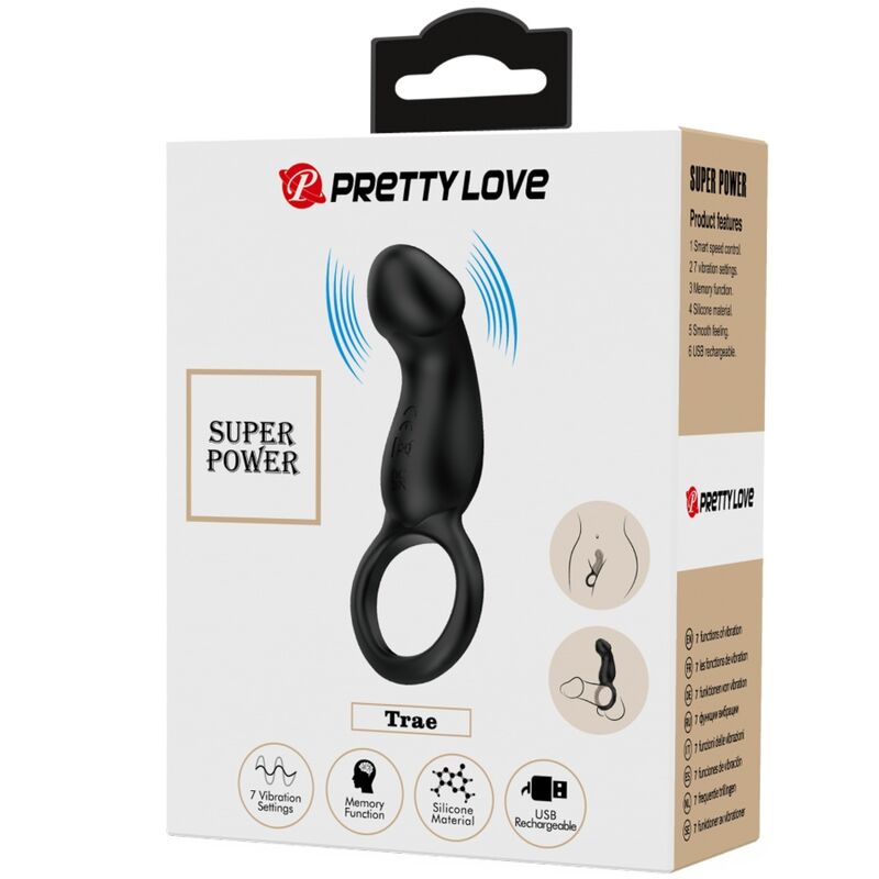 PRETTY LOVE – TRAE VIBRATING BLACK RING WITH STIMULATOR