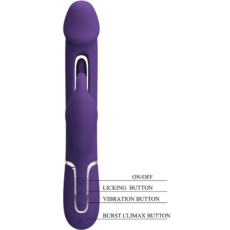 PRETTY LOVE – VIBRATORE MULTIFUNZIONE KAMPAS RABBIT 3 IN 1 CON LINGUA VIOLA
