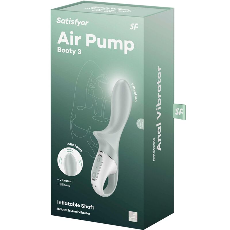 SATISFYER – AIR PUMP BOOTY 3 INFLATABLE ANAL VIBRATOR GREYGREEN