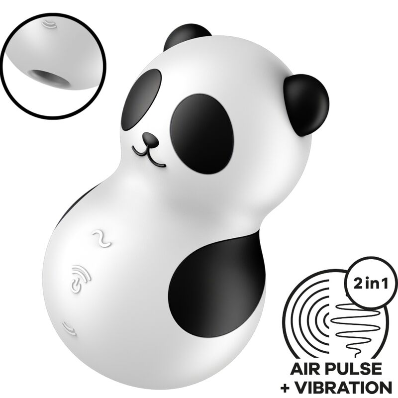 SATISFYER – POCKET PANDA STIMULATEUR & VIBRATEUR NOIR ET BLANC