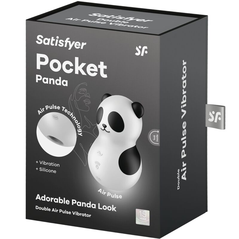 SATISFYER – POCKET PANDA STIMOLATORE E VIBRATORE IN BIANCO E NERO