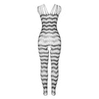 SUBBLIME – Schrittfreies Netz-Bodystocking mit Schulterträgern in Schwarz, Einheitsgrösse