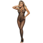 SUBBLIME – Langes Netz-Bodystocking mit Riemen auf Brust und Rücken in Schwarz, Einheitsgrösse