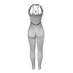 SUBBLIME – Langes Netz-Bodystocking mit Riemen auf Brust und Rücken in Schwarz, Einheitsgrösse