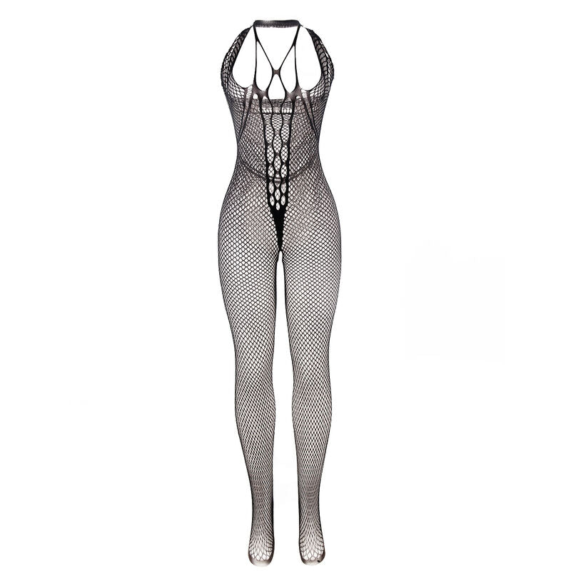 SUBBLIME – Langes Netz-Bodystocking mit Riemen auf Brust und Rücken in Schwarz, Einheitsgrösse