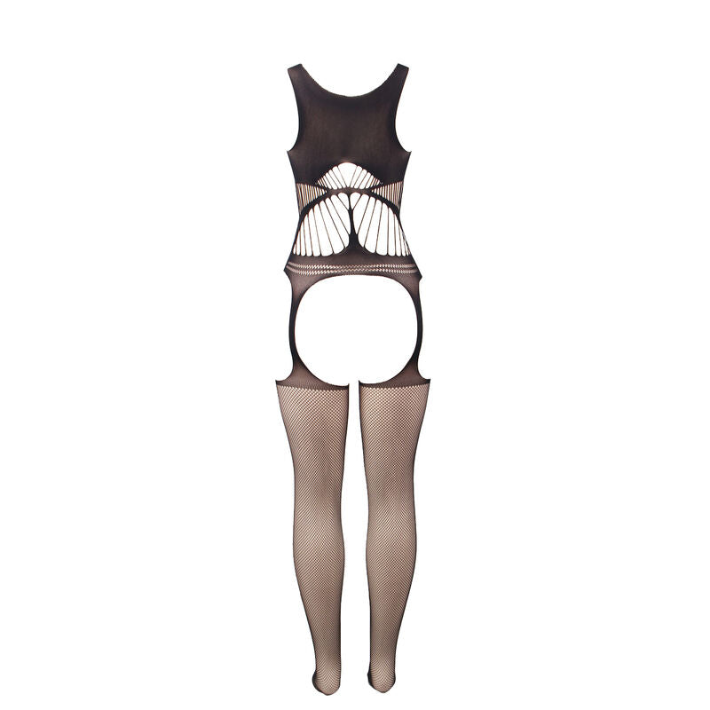 SUBBLIME – Schrittfreies Netz-Bodystocking mit Cups und offenen Schultern in Schwarz, Einheitsgrösse