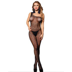 SUBBLIME – 952037 ONE SHOULDER FISHNET BODYSTOCKING WITH DIAMONDS BLACK ONE SIZE