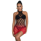 SUBBLIME – 952242 VESTITO ELASTICO A RETE DEGRADATA ROSSO E NERO TAGLIA UNICA