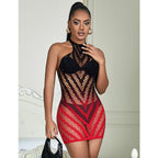 SUBBLIME – 952242 VESTITO ELASTICO A RETE DEGRADATA ROSSO E NERO TAGLIA UNICA