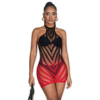 SUBBLIME – 952242 VESTITO ELASTICO A RETE DEGRADATA ROSSO E NERO TAGLIA UNICA
