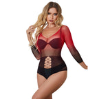 SUBBLIME – Netzkleid mit langen Ärmeln in Rot-Schwarz-Verlauf, Einheitsgrösse