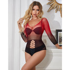 SUBBLIME – Netzkleid mit langen Ärmeln in Rot-Schwarz-Verlauf, Einheitsgrösse