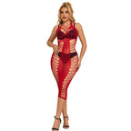 SUBBLIME – 952327 LONG RED FISHNET DRESS ONE SIZE