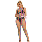 SUBBLIME – 952358 BODYSTOCKING CON COLLO ALTO IN RETE ARCOBALENO XS/M