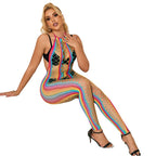 SUBBLIME – 952358 BODYSTOCKING CON COLLO ALTO IN RETE ARCOBALENO XS/M