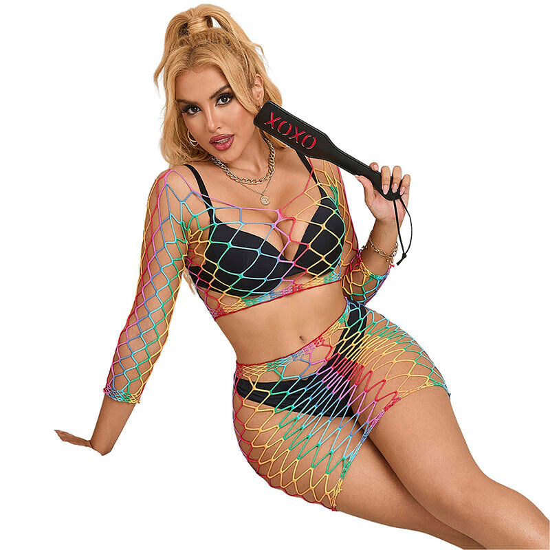 SUBBLIME – 952440 2-PIECE FISHNET SET LONG SLEEVE RAINBOW ONE SIZE
