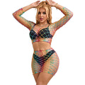 SUBBLIME – 952440 2-PIECE FISHNET SET LONG SLEEVE RAINBOW ONE SIZE