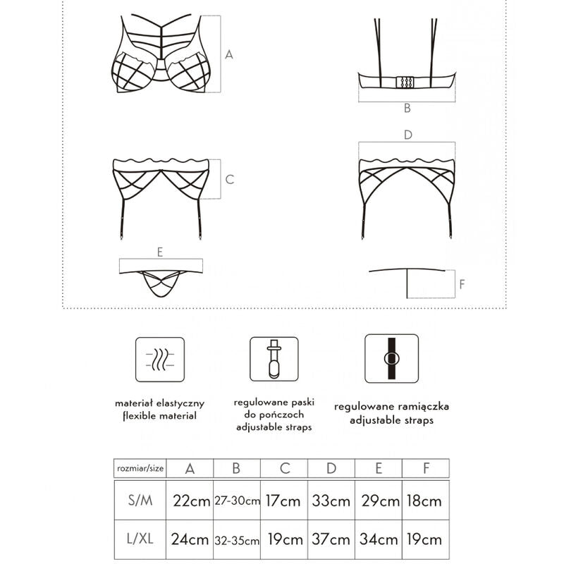 LIVCO CORSETTI FASHION – SOLEDAD LC 20217 BRA + PANTY + GARTER BELT L/XL