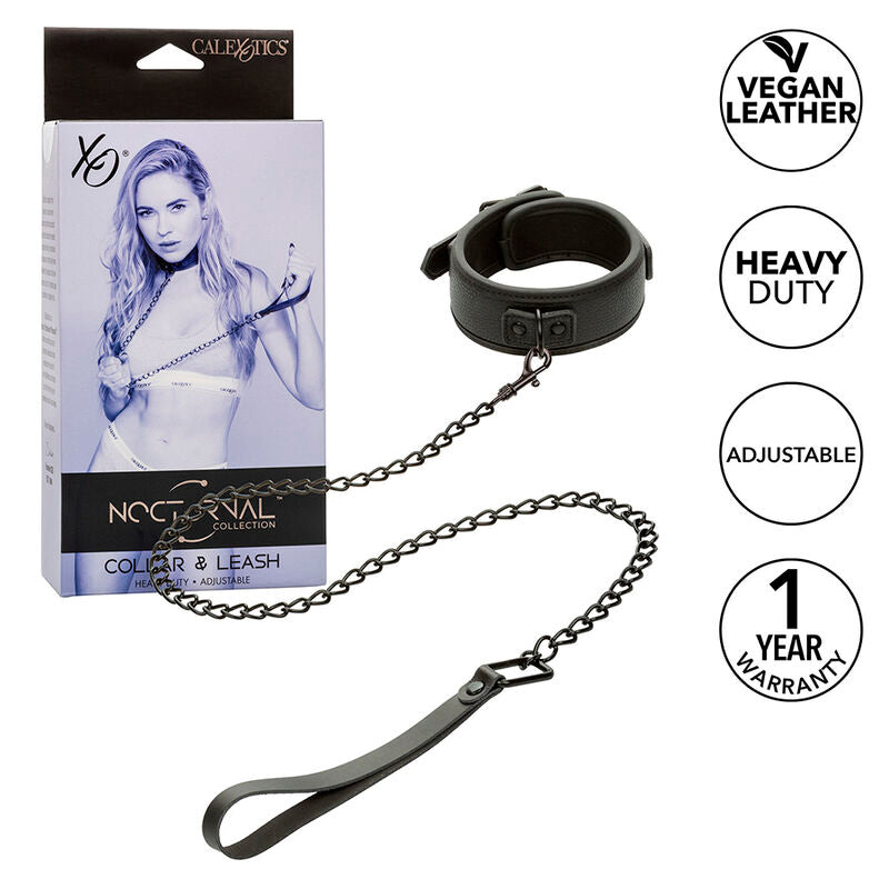 CALEXOTICS Nocturnal – Halsband mit Leine aus Leder, schwarz