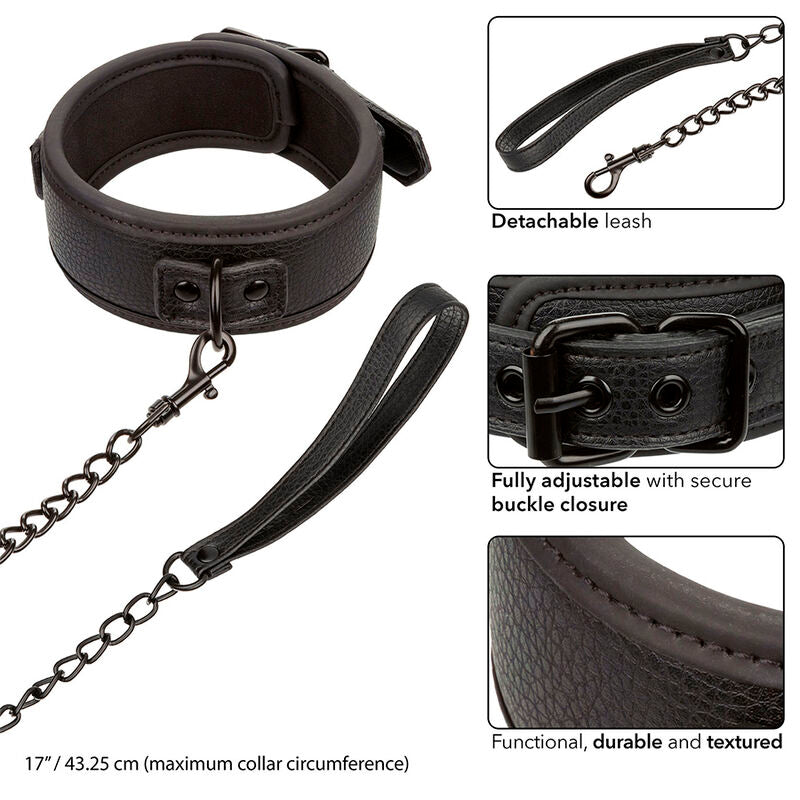 CALEXOTICS Nocturnal – Halsband mit Leine aus Leder, schwarz