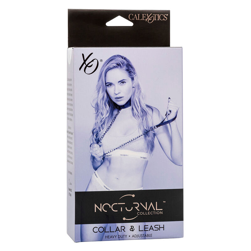 CALEXOTICS – NOCTURNAL COLLIER ET LAISSE EN CUIR RÉGLABLE NOIR