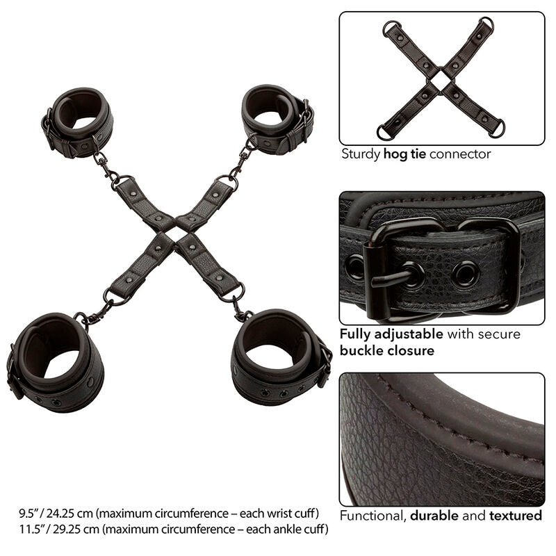 CALEXOTICS – NOCTURNAL HOG TIE CONNECTOR CUERO AJUSTABLE BLACK