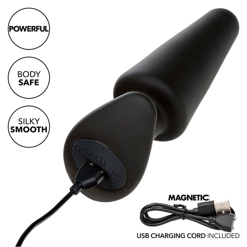 CALEXOTICS – ROCK BOTTOM TAPERED ANAL PLUG 10 VIBRACIONES SILICONE BLACK