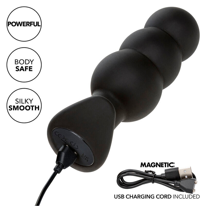 CALEXOTICS – ROCK BOTTOM PERLINE TAPPO ANALE 10 VIBRAZIONI SILICONE NERO