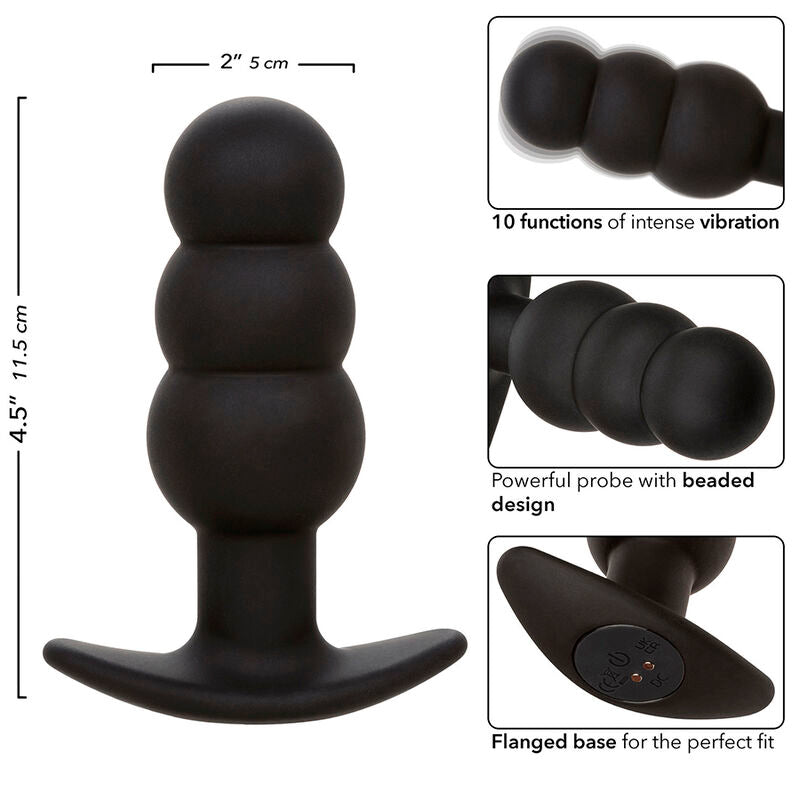 CALEXOTICS – ROCK BOTTOM PERLINE TAPPO ANALE 10 VIBRAZIONI SILICONE NERO