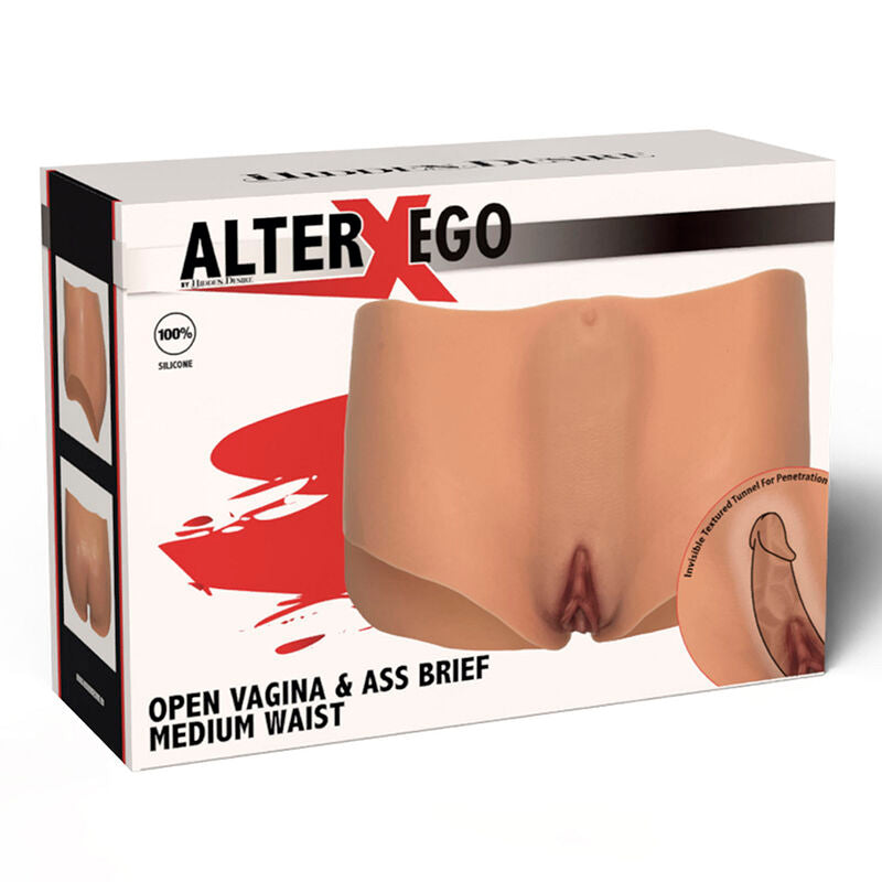 HIDDEN DESIRE Alter Ego – Offener Vagina- und Anus-Slip, mittlere Taille, hautfarben