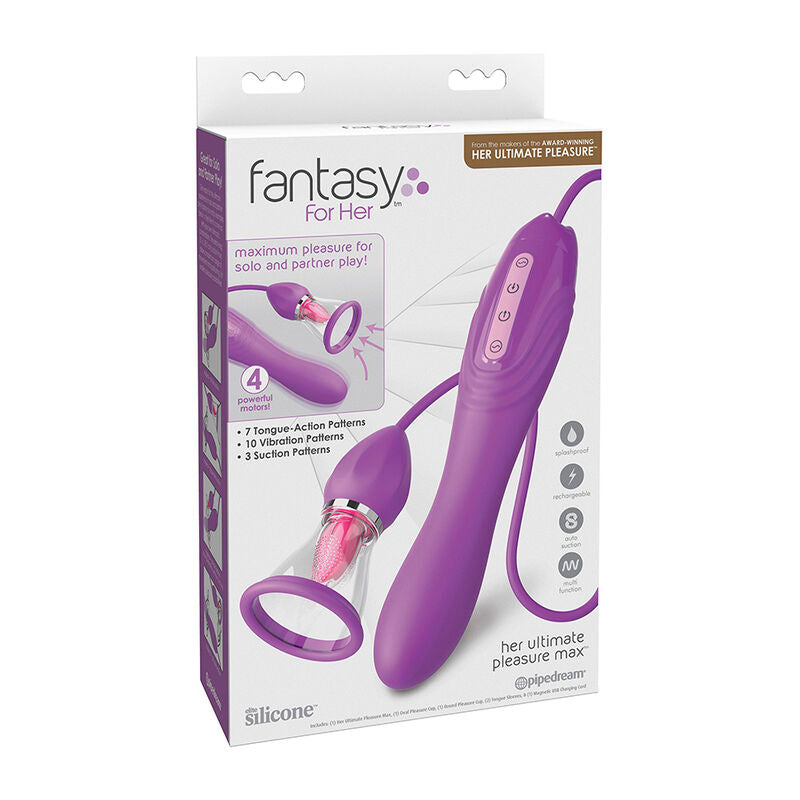 FANTASY FOR HER – ULTIMATE PLEASURE MAX SUCTION HOSE WITH STIMULATING TONGUE PURPLE