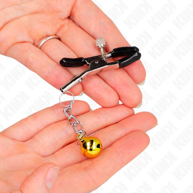 Kink – Nippelklammern mit Jingle-Bell-Anhänger, Gold, 6 cm