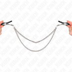 Kink – Nippelklemmen mit zwei dicken Ketten, Silber