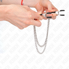 Kink – Nippelklemmen mit zwei dicken Ketten, Silber