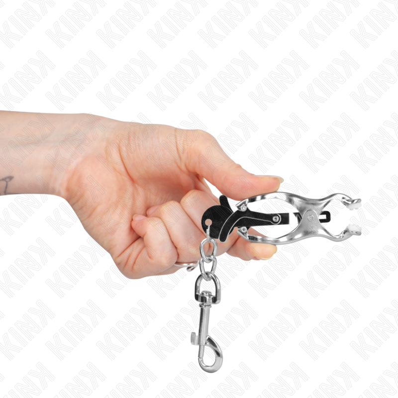 Kink – Japanische Kleeblatt-Nippelklammern mit Haken, Silber