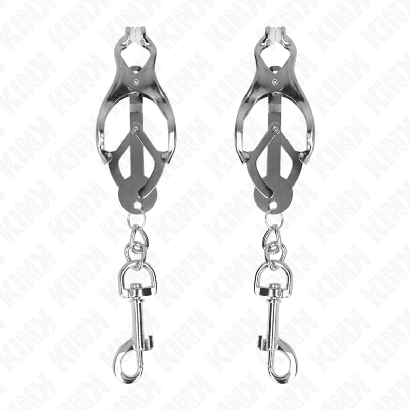 Kink – Japanische Kleeblatt-Nippelklammern mit Haken, Silber