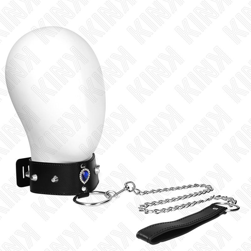 Kink – Halsband mit blauen Strasssteinen und Leine, 65 cm