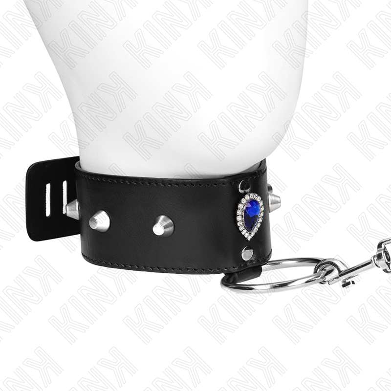 Kink – Halsband mit blauen Strasssteinen und Leine, 65 cm