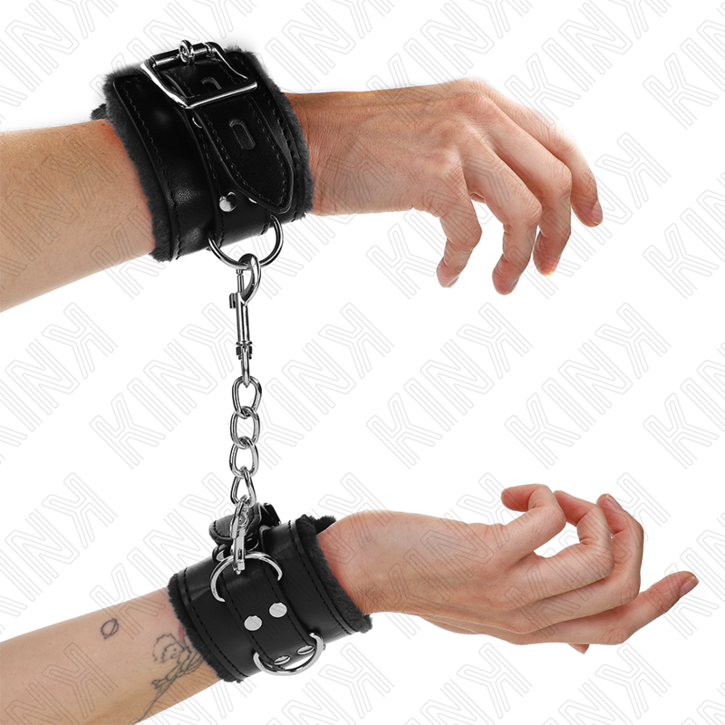 KINK – Pelzgefütterte Handgelenksfesseln, 17–29 cm x 6 cm