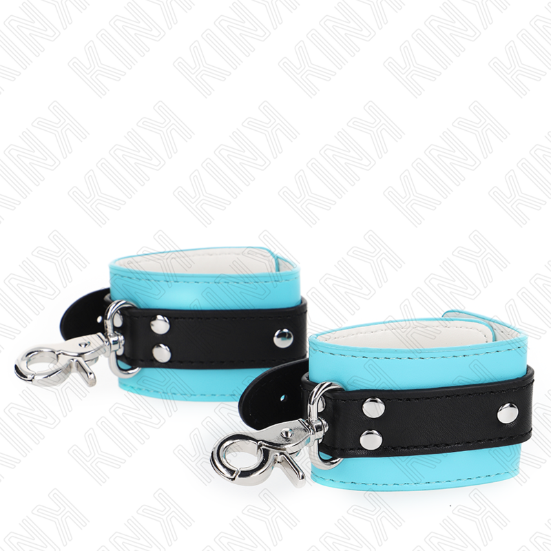 Kink – Premium abschliessbare Handgelenkfesseln Schwarz/Blau, 21–28 cm