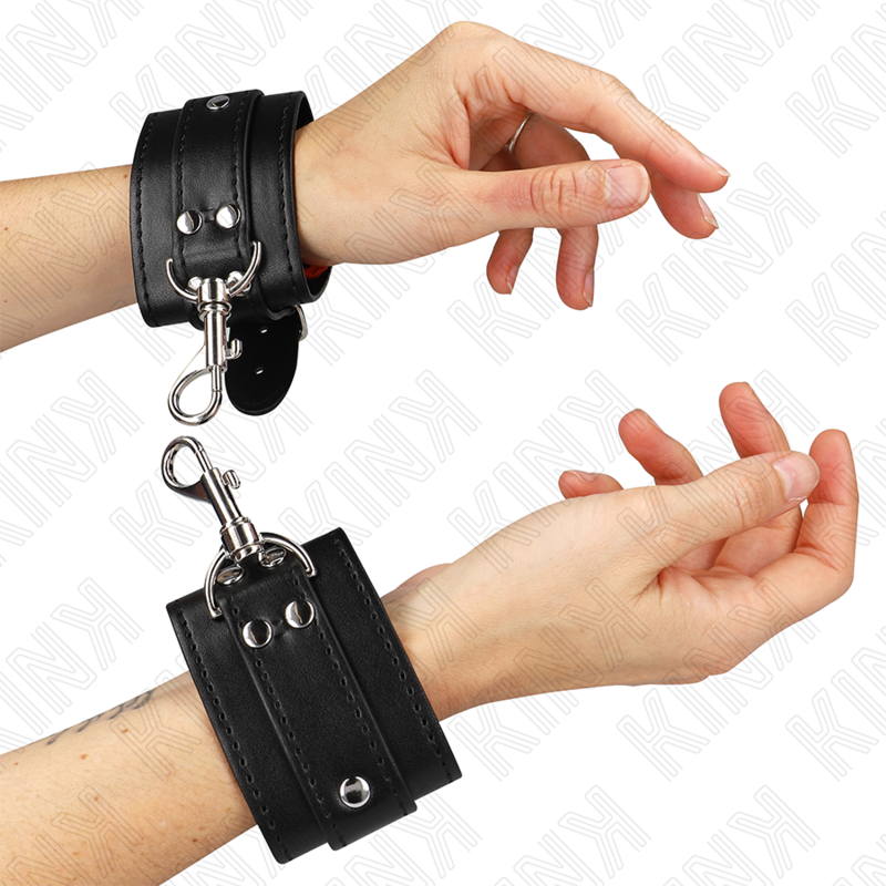 Kink Dungeon – Abschliessbare Handgelenksfesseln, Schwarz, 21–28 cm