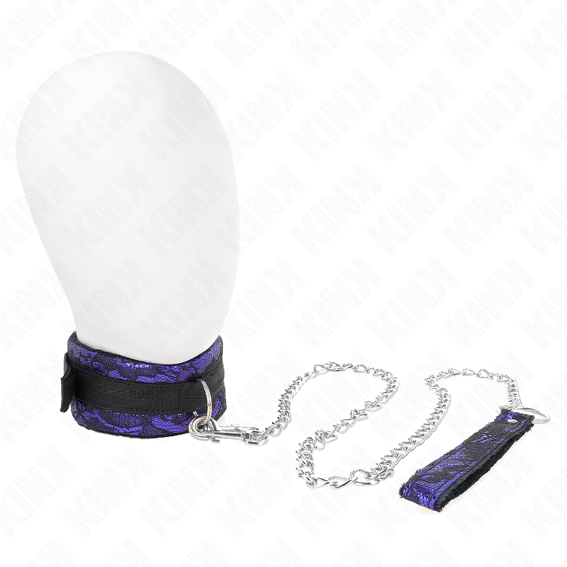 Kink – Kurzes Halsband aus Samtspitze mit Leine, 105 cm