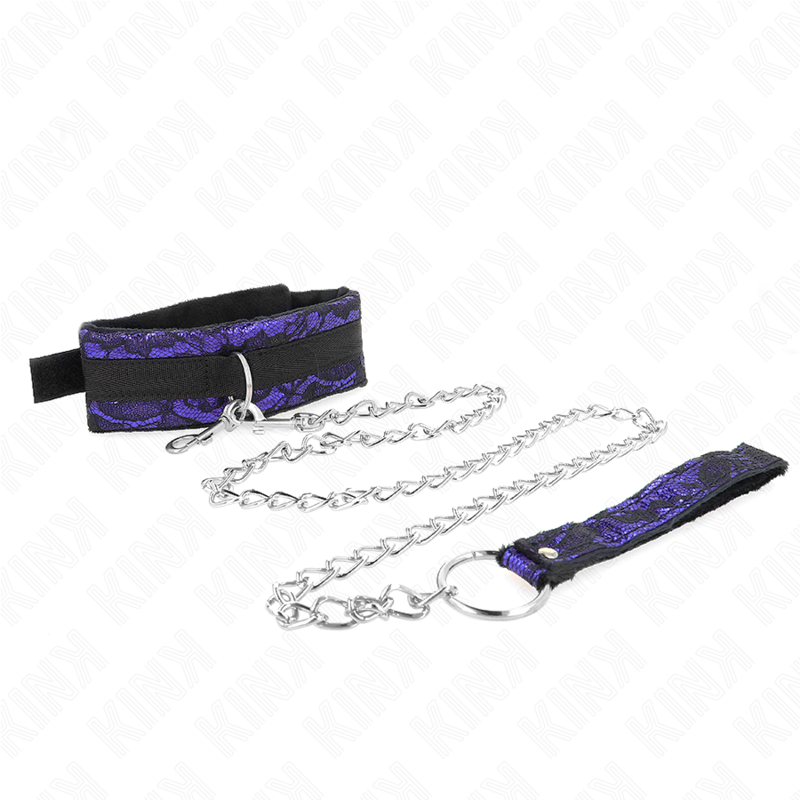Kink – Kurzes Halsband aus Samtspitze mit Leine, 105 cm