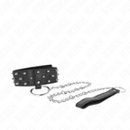 KINK – NECKLACE WITH LEASH 65 CM WITH SILVER STUDS MODEL 5 ADJUSTABLE 36-43 CM X 5 CM