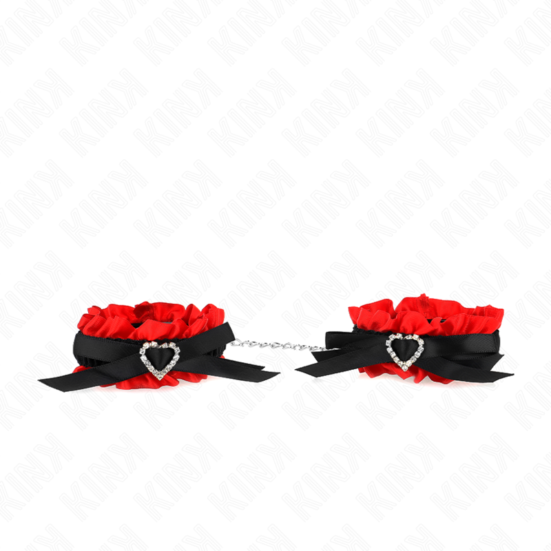 Kink – Elastische Spitzen-Handgelenksfesseln mit Herzdetails, 22–35 cm