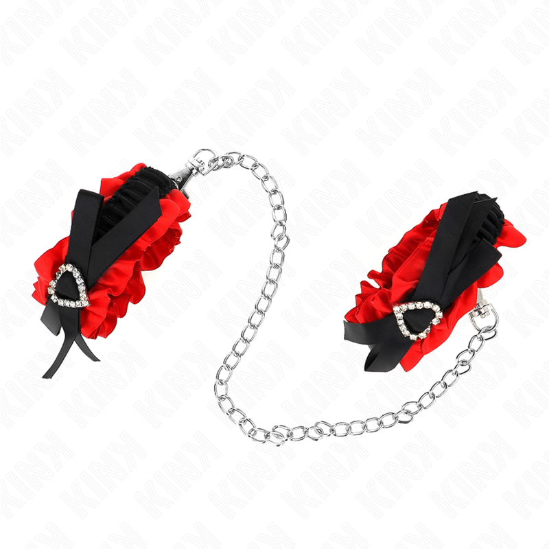 Kink – Elastische Spitzen-Handgelenksfesseln mit Herzdetails, 22–35 cm