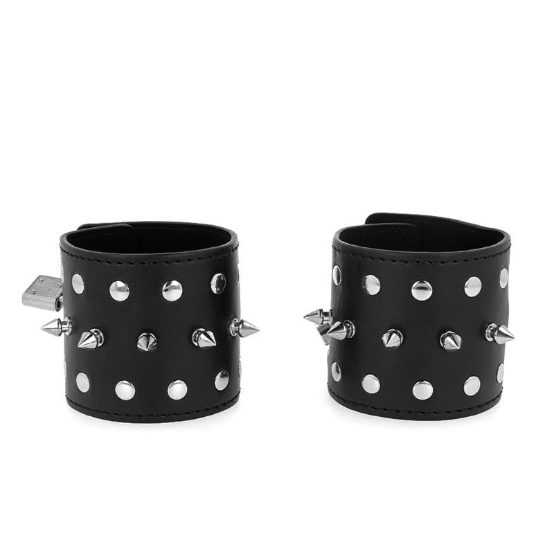 Kink – Punk-Handgelenkfesseln mit Spikes, 25 x 6 cm