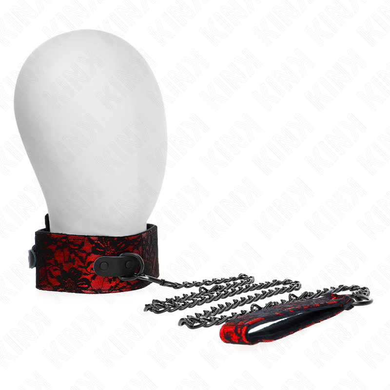 Kink – Spitzen-Halsband mit Echtleder-Leine, 105 cm